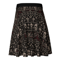 Skulls & Bats Christmas Pattern pattern on women's skater skirt, back view