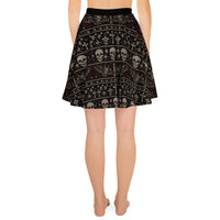 Skulls & Bats Christmas Pattern pattern on women's skater skirt, back view