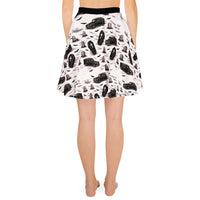 Hearse & Coffin pattern on women's skater skirt, back view