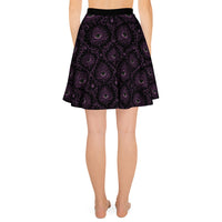 All-Seeing Eye pattern on women's skater skirt, back view