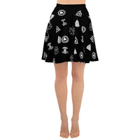 Viking Runes & Norse Symbols pattern on women's skater skirt, front view