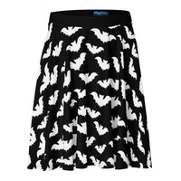 Flying Vampire Bats pattern on women's skater skirt, front view