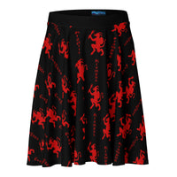 Black Krampus pattern on women's skater skirt, front view