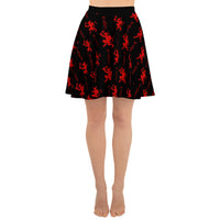 Black Krampus pattern on women's skater skirt, front view