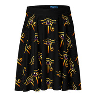Eye of Ra pattern on women's skater skirt, front view