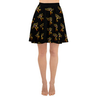 Eye of Ra pattern on women's skater skirt, front view