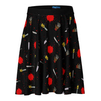 Classic Horror Weapons pattern on women's skater skirt, front view