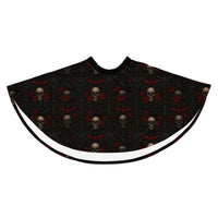 Skulls Bats Roses & Ravens pattern on women's skater skirt, front view