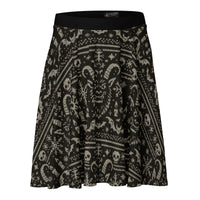 Krampus Christmas Pattern pattern on women's skater skirt, front view