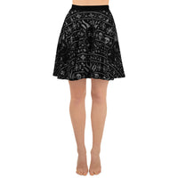 Baby Krampus Christmas Pattern pattern on women's skater skirt, front view