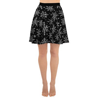 Gothic Snowflakes pattern on women's skater skirt, front view