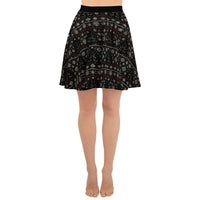 Gothic Christmas Tree pattern on women's skater skirt, front view