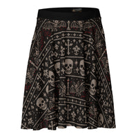 Skulls & Bats Christmas Pattern pattern on women's skater skirt, front view