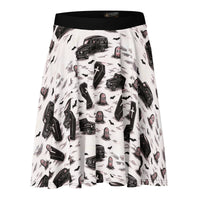 Hearse & Coffin pattern on women's skater skirt, front view