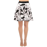 Hearse & Coffin pattern on women's skater skirt, front view