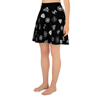 Viking Runes & Norse Symbols pattern on women's skater skirt, left-side view