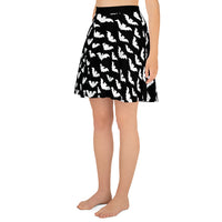 Flying Vampire Bats pattern on women's skater skirt, left-side view