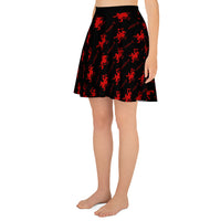 Black Krampus pattern on women's skater skirt, left-side view