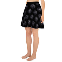 All-Seeing Eye Medallions pattern on women's skater skirt, left-side view