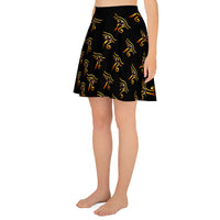 Eye of Ra pattern on women's skater skirt, left-side view