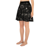 Skulls & Roses pattern on women's skater skirt, left-side view