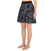 Black Rose Lace pattern on women's skater skirt, left-side view