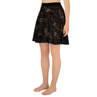 Vampire Bat Skeletons pattern on women's skater skirt, left-side view