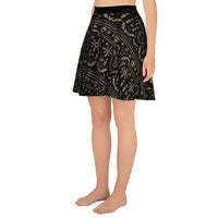 Krampus Christmas Pattern pattern on women's skater skirt, left-side view