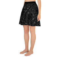 Baby Krampus Christmas Pattern pattern on women's skater skirt, left-side view