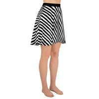 Distressed Vertical Stripes pattern on women's skater skirt, right-side view