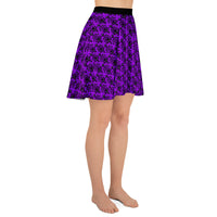 Purple Haunted Mansion pattern on women's skater skirt, right-side view