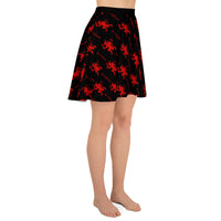 Black Krampus pattern on women's skater skirt, right-side view
