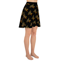 Eye of Ra pattern on women's skater skirt, right-side view