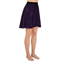 Purple Tarot Cards pattern on women's skater skirt, right-side view