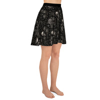 Skulls & Roses pattern on women's skater skirt, right-side view