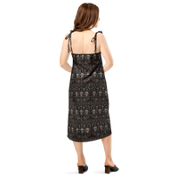 Skulls & Bats Christmas Pattern pattern on women's tie-strap slip dress, back view