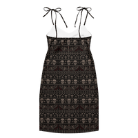 Skulls & Bats Christmas Pattern pattern on women's tie-strap slip dress, back view