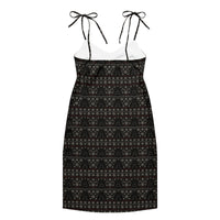 Gothic Christmas Tree pattern on women's tie-strap slip dress, back view