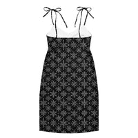 Gothic Snowflakes pattern on women's tie-strap slip dress, back view