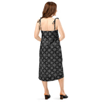 Gothic Snowflakes pattern on women's tie-strap slip dress, back view
