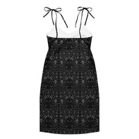 Baby Krampus Christmas Pattern pattern on women's tie-strap slip dress, back view