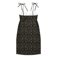 Krampus Christmas Pattern pattern on women's tie-strap slip dress, back view