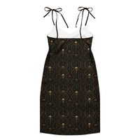 Skull Carnival pattern on women's tie-strap slip dress, back view