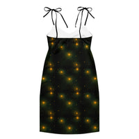 Tree of Life pattern on women's tie-strap slip dress, back view