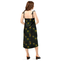 Tree of Life pattern on women's tie-strap slip dress, back view
