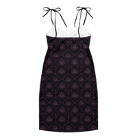 All-Seeing Eye pattern on women's tie-strap slip dress, back view