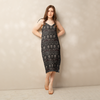 Skulls & Bats Christmas Pattern pattern on women's tie-strap slip dress, front view