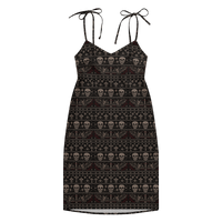 Skulls & Bats Christmas Pattern pattern on women's tie-strap slip dress, front view