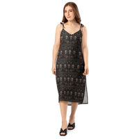 Skulls & Bats Christmas Pattern pattern on women's tie-strap slip dress, front view