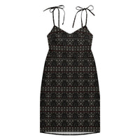 Gothic Christmas Tree pattern on women's tie-strap slip dress, front view